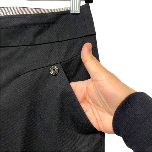 ANTHROPOLOGIE LEIFSDOTTIR Black Cotton Blend Straight Leg Pants 8 - Picture 3 of 10